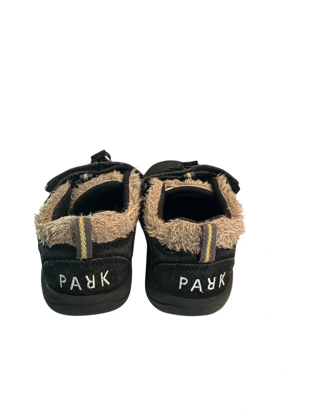 Keen Kids Black and Tan Faux-Fur Strap Sandals